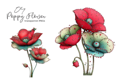 Whimsical Spring Poppy Flower Clipart Product Image 1