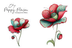 Whimsical Spring Poppy Flower Clipart Product Image 1