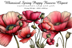 Whimsical Spring Poppy Flowers Clipart Product Image 1