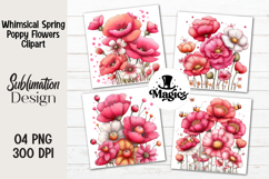 Whimsical Spring Poppy Flowers Clipart Product Image 1