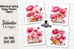 Whimsical Spring Poppy Flowers Clipart Product Image 1