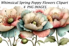 Whimsical Spring Poppy Flowers Clipart Product Image 1