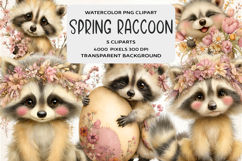 Whimsical Spring Raccoon Clipart Product Image 1