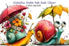 Whimsical Spring Rain Snail Clipart Product Image 1