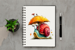Whimsical Spring Rain Snail Clipart Product Image 2
