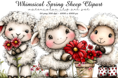 Whimsical Spring Sheep Clipart Product Image 1