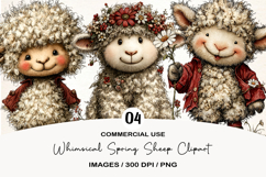 Whimsical Spring Sheep Clipart Product Image 1