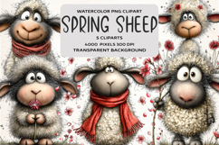 Whimsical Spring Sheep Clipart Product Image 1