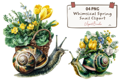 Whimsical Spring Snail Clipart Product Image 1