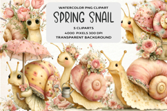 Whimsical Spring Snail Clipart Product Image 1