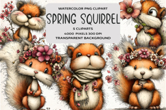 Whimsical Spring Squirrel Clipart Product Image 1