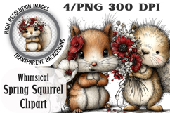Whimsical Spring Squirrel Clipart Png Product Image 1