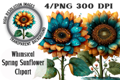 Whimsical Spring Sunflower Clipart Product Image 1