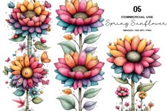 Whimsical Spring Sunflower Clipart Product Image 1
