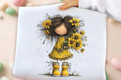 Whimsical Spring Sunflower Girl Clipart Product Image 3