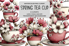Whimsical Spring Tea Cup Clipart Product Image 1