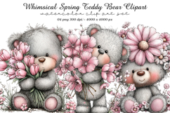 Whimsical Spring Teddy Bear Clipart Product Image 1