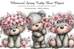 Whimsical Spring Teddy Bear Clipart Product Image 1