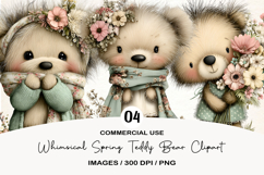 Whimsical Spring Teddy Bear Clipart Product Image 1