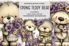 Whimsical Spring Teddy Bear Clipart Product Image 1