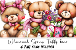 Whimsical Spring Teddy bear Clipart Product Image 1