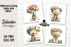 Whimsical Spring Teddy Bear Clipart Product Image 1