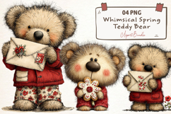 Whimsical Spring Teddy Bear Clipart Product Image 1