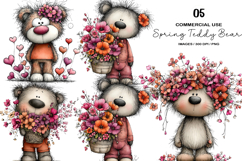Whimsical Spring Teddy Bear Clipart Product Image 1