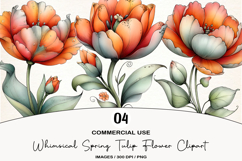 Whimsical Spring Tulip Flower Clipart Product Image 1