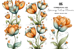 Whimsical Spring Tulip Flower Clipart Product Image 1