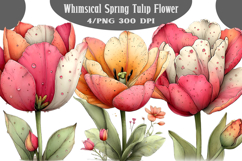 Whimsical Spring Tulip Flower Clipart PNG Product Image 1