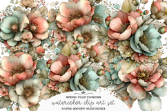 Whimsical spring tulip flowers clipart - spring tulip flower Product Image 1