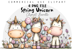 Whimsical Spring Unicorn Clipart Product Image 1