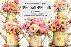 Whimsical Spring Watering Can Clipart Product Image 1