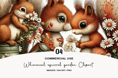 Whimsical squirrel garden Clipart Product Image 1