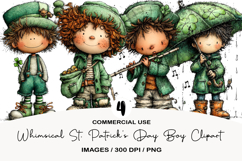 Whimsical St. Patrick’s Day Boy Clipart Product Image 1