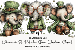 Whimsical St. Patrick’s Day Elephant Clipart Product Image 1