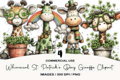 Whimsical St. Patrick’s Day Giraffe Clipart Product Image 1