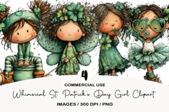 Whimsical St. Patrick’s Day Girl Clipart Product Image 1
