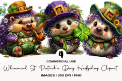 Whimsical St. Patrick’s Day Hedgehog Clipart Product Image 1