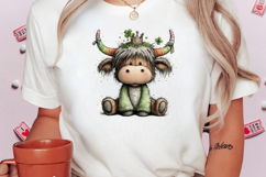 Whimsical St. Patrick’s Day Highland Cow Clipart Product Image 2