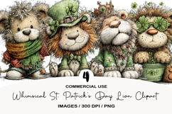 Whimsical St. Patrick’s Day Lion Clipart Product Image 1