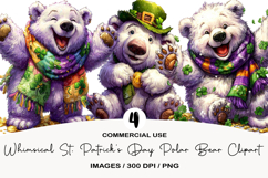 Whimsical St. Patrick’s Day Polar Bear Clipart Product Image 1