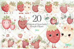 Whimsical Strawberry Couple Clipart Product Image 1