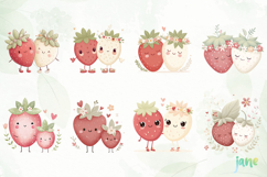 Whimsical Strawberry Couple Clipart Product Image 8