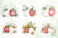Whimsical Strawberry Couple Clipart Product Image 7