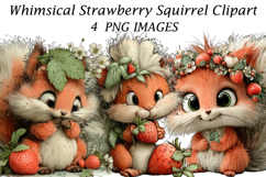 Whimsical Strawberry Squirrel Clipart Product Image 1