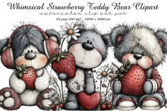 Whimsical Strawberry Teddy Bear Clipart Product Image 1