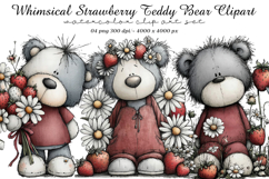 Whimsical Strawberry Teddy Bear Clipart Product Image 1
