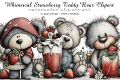 Whimsical Strawberry Teddy Bear Clipart Product Image 1